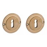 Set van twee sleutelplaatjes Chemin de Fer 40mm BB messing antiek