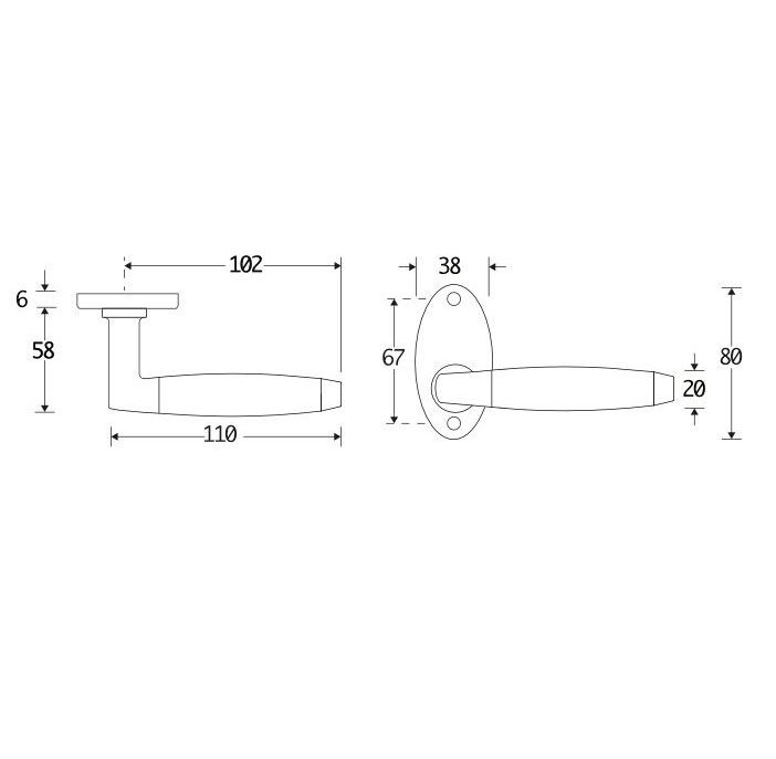 Deurklink op rozet Ton ebben/elips glans nikkel - Afbeelding 2