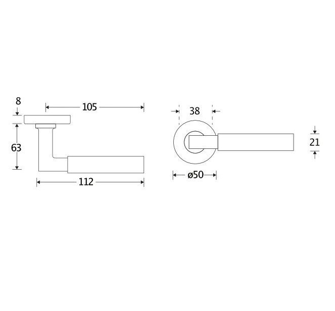 Deurklink op geveerd rozet Bauhaus/Vivo mat zwart - Afbeelding 2