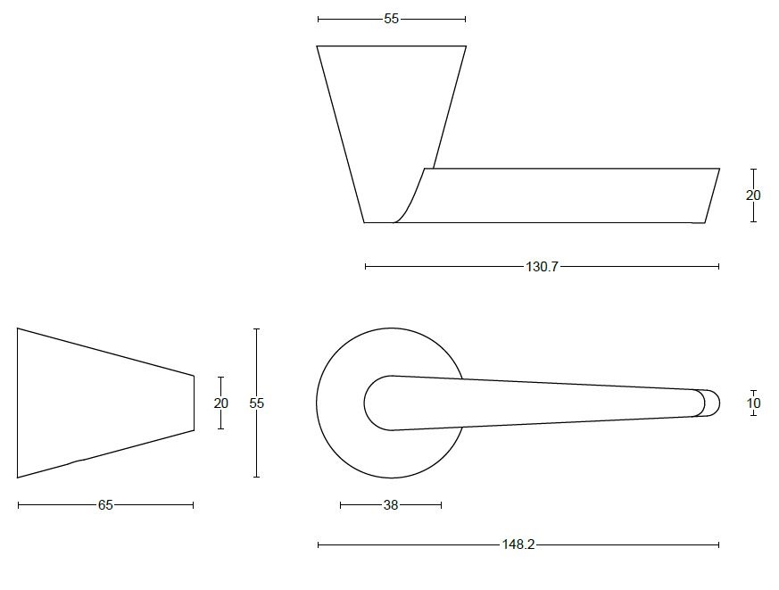 Deurklink CONE OH100-G op rozet mat rvs - Afbeelding 2