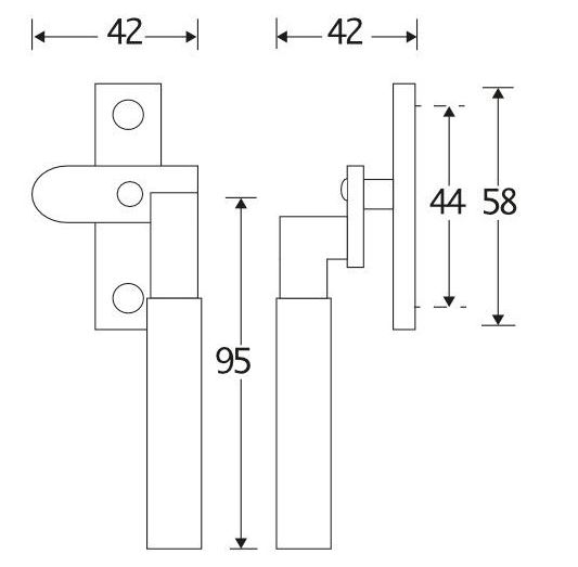 Raamboom Met Sluitplaat Rechts Bauhaus mat zwart - Afbeelding 2