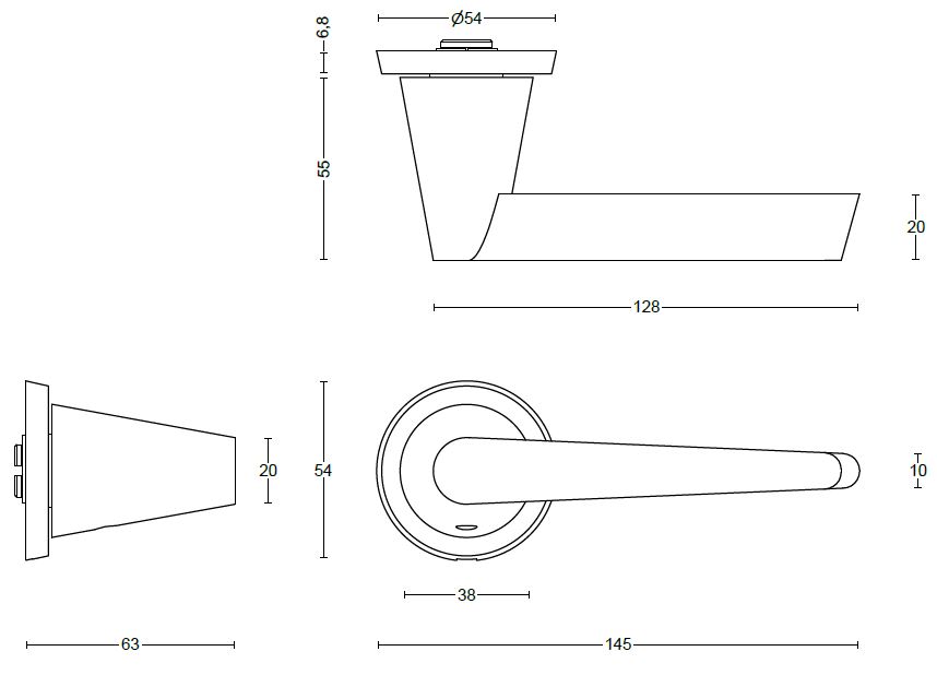 Deurklink CONE OH101 op rozet PVD mat zwart - Afbeelding 2
