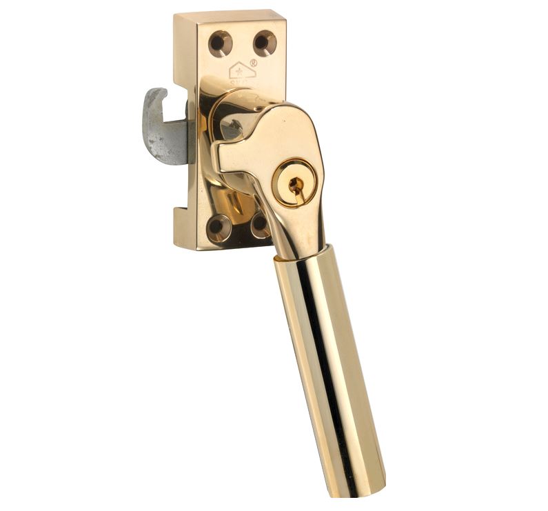 SKG Raamsluiting Met Sluitplaat Rechts Bauhaus messing ongelakt