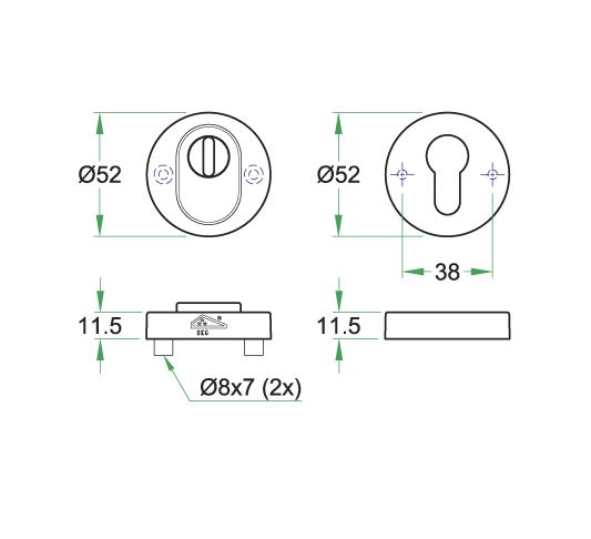SKG3 Nova veiligheidsrozet rond met kerntrekbeveiliging zwart - Afbeelding 2