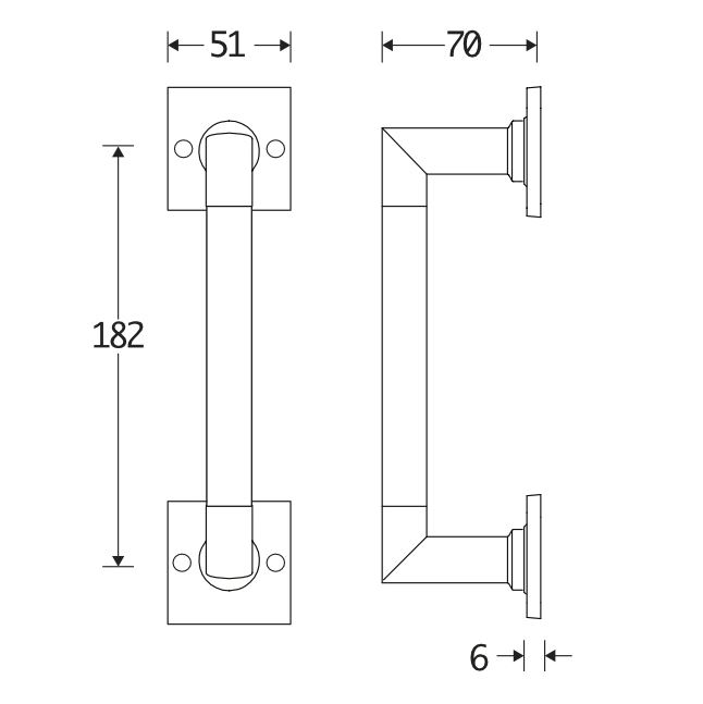 Deurgreep Bauhaus vierkant rozet 182 mm glans nikkel - Afbeelding 2