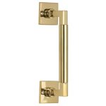 Deurgreep Bauhaus vierkant rozet 300 mm messing ongelakt