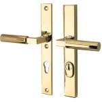 SKG3 PC92 kruk/kruk op smalschild Bauhaus Links + kerntrekbeveiliging messing ongelakt