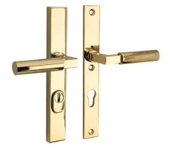 SKG3 PC55 kruk/kruk op smalschild Bauhaus Rechts + kerntrekbeveiliging messing ongelakt