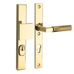 SKG3 PC72 knop/kruk op smalschild Bauhaus Rechts + kerntrekbeveiliging messing ongelakt