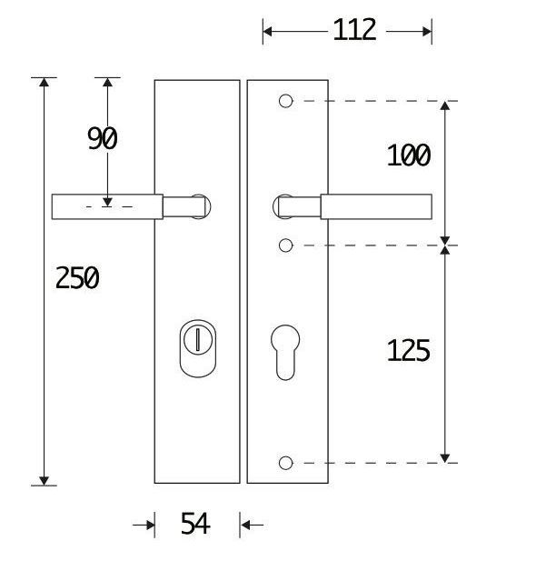 SKG3 PC72 kruk/kruk op schild Bauhaus Links + kerntrekbeveiliging messing ongelakt - Afbeelding 2