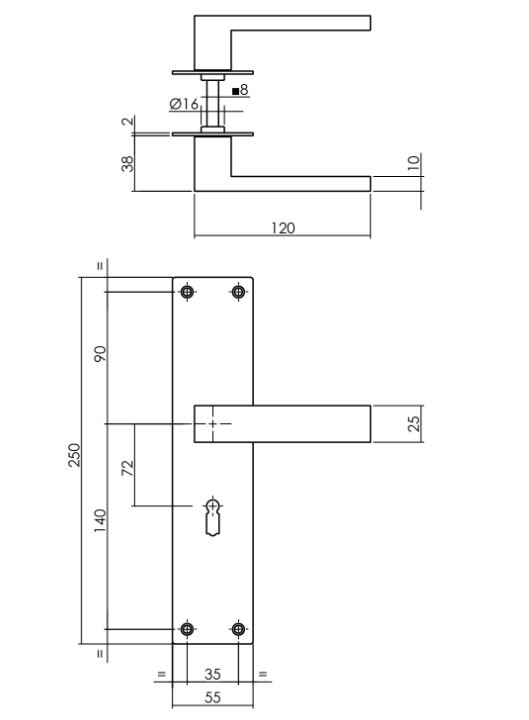 Intersteel deurklink Amsterdam op Renovatie Schild Rechthoekig SL72 rvs/mat zwart - Afbeelding 2