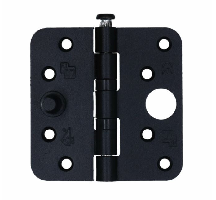 S2 veiligheids nylonlagerscharnier ronde hoeken 89x89 zwart SKG3