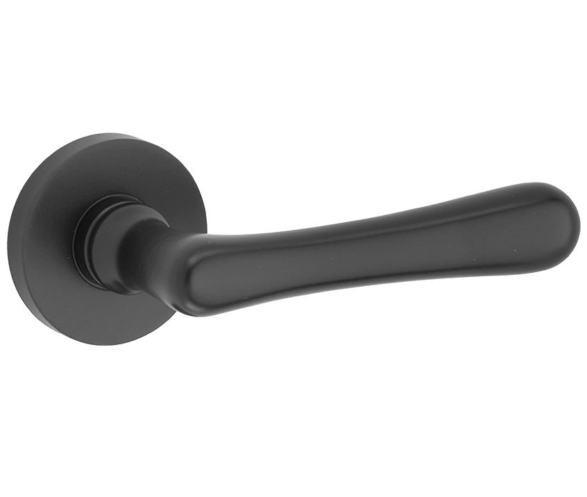 Deurklink op geveerd rozet Linea/Vivo mat zwart