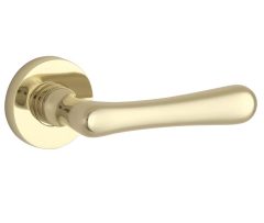 Deurklink op geveerd rozet Linea/Vivo messing ongelakt