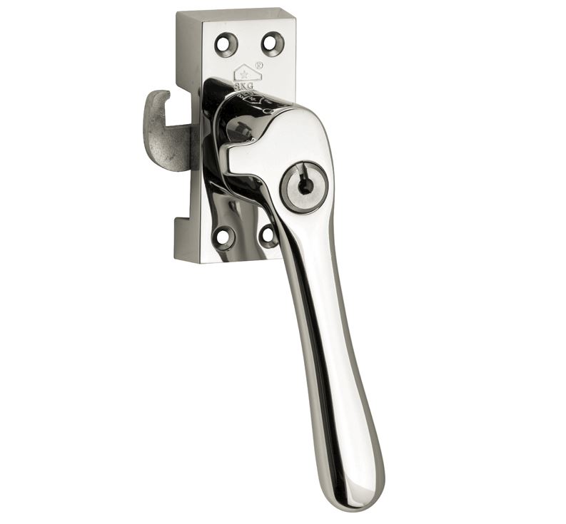 SKG Raamsluiting Met Sluitplaat Rechts Linea glans nikkel