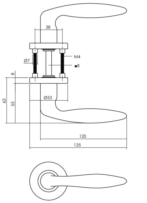 Intersteel deurklink Jupiter op rozet ø53x8mm rvs antraciet grijs - Afbeelding 2