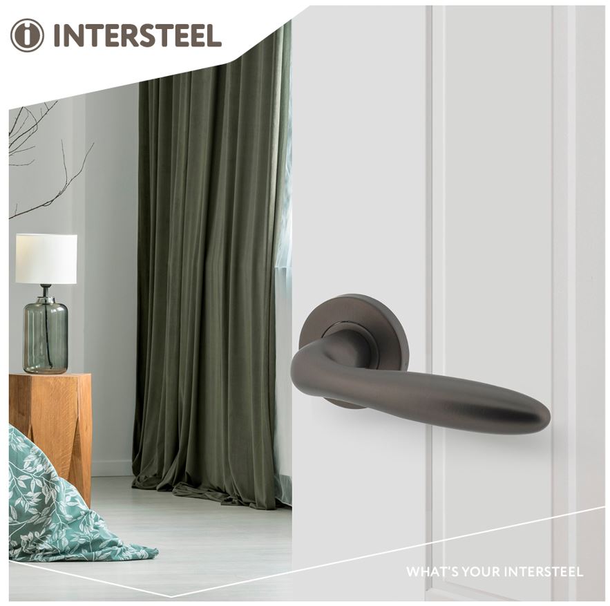 Intersteel deurklink Jupiter op rozet ø53x8mm rvs antraciet grijs - Afbeelding 3