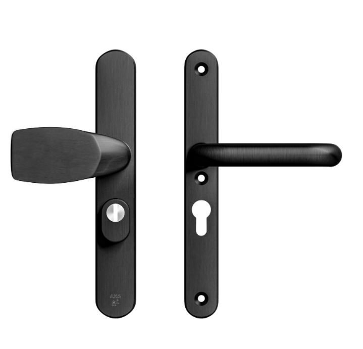 AXA Oval Plus Smal veiligheidsbeslag PC55 SKG3 met kerntrekbeveiliging Wing-greep/kruk zwart