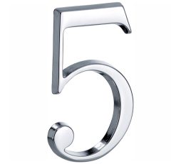 Huisnummer 5 Roman 120 mm glans chroom
