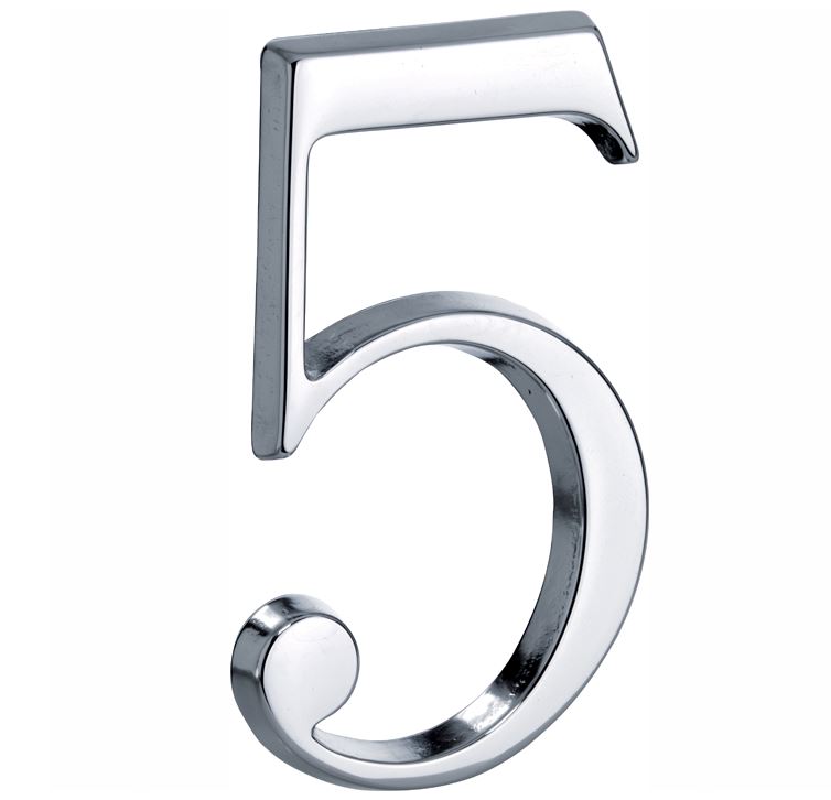 Huisnummer 5 Roman 120 mm glans chroom