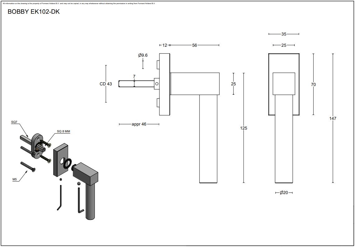 Draaikiepgarnituur BOBBY EK102-DK mat rvs - Afbeelding 2