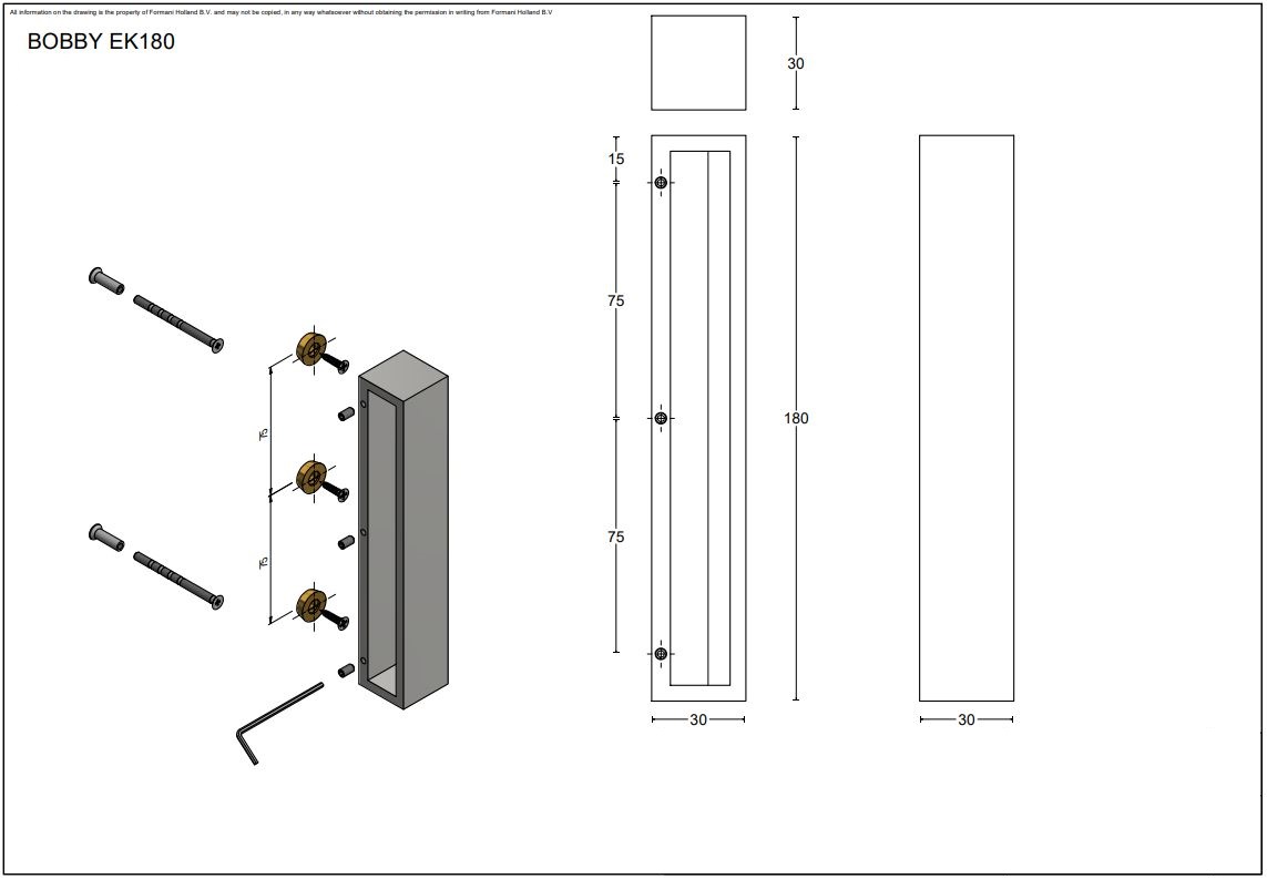 Schuifdeurkom BOBBY EK180 brons - Afbeelding 2