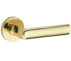 Deurklink op geveerd rozet Padania/Vivo messing gelakt