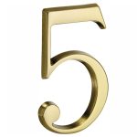 Huisnummer 5 Roman 120 mm messing Ongelakt