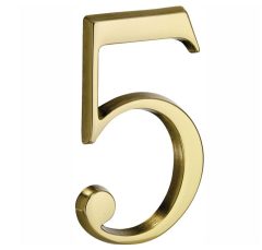 Huisnummer 5 Roman 120 mm messing Ongelakt