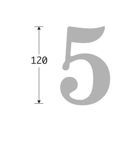 Huisnummer 5 Roman 120 mm messing Ongelakt - Afbeelding 2