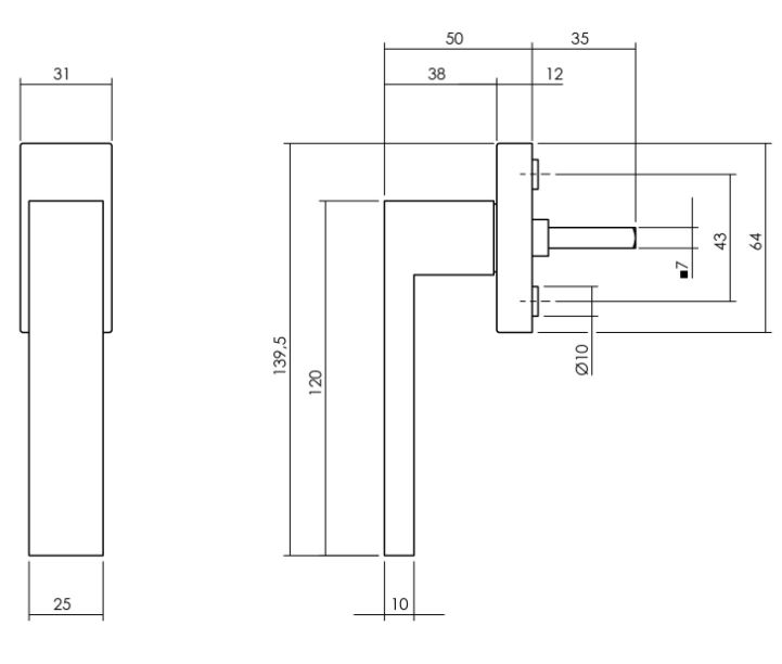 Intersteel raamkruk Amsterdam op rechthoekig rozet rvs - Afbeelding 2