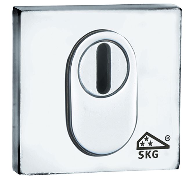 SKG3 cilinderrozet buiten + kerntrekbeveiliging Bauhaus glans chroom