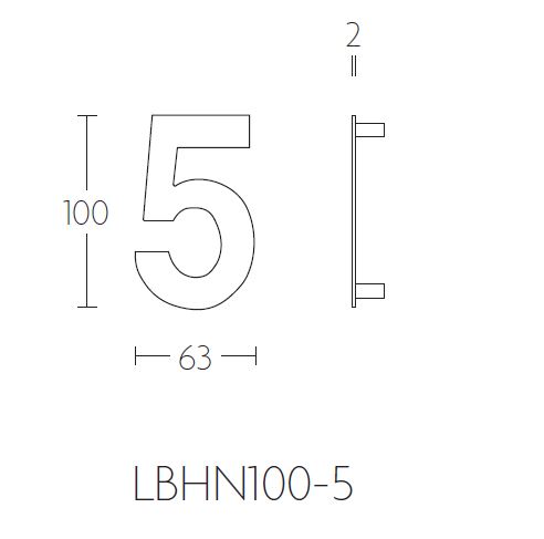 BASICS Huisnummer LBHN100-5 PVD mat Goud - Afbeelding 2