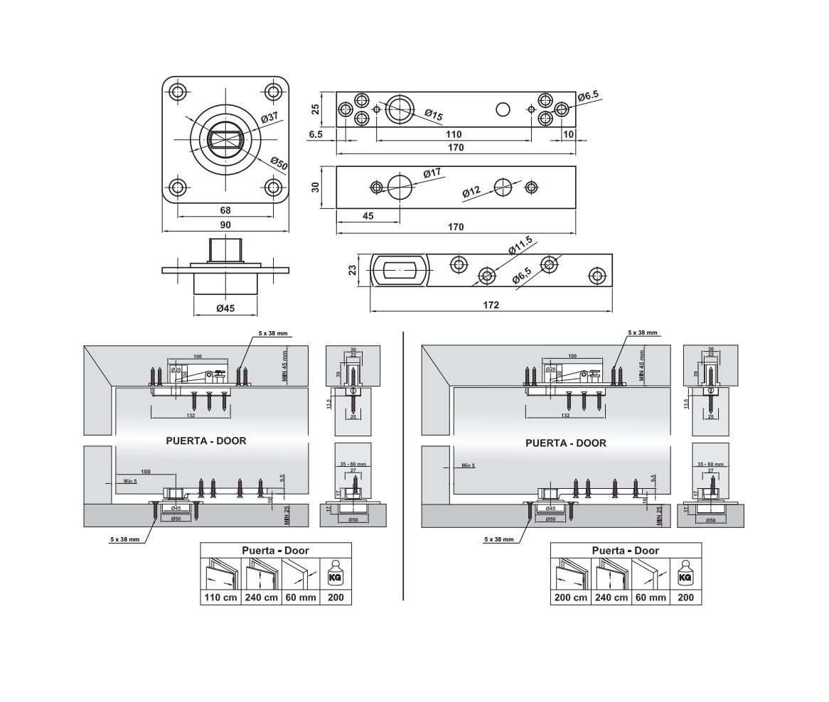 AMIG Pivot/taatsdeurscharnier rvs AISI 304 - Afbeelding 2