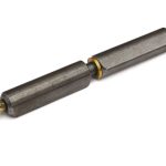 Aanlaspaumelle met smeernippel, stalen pen en messing ring 160x20 mm blank staal