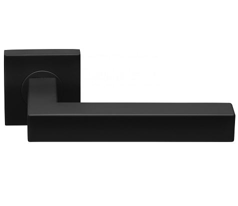 Deurklink BASIC BSQ1-G op vierkant rozet mat zwart