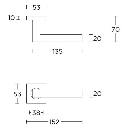 Deurklink BASIC BSQ1-G op vierkant rozet mat zwart - Afbeelding 2