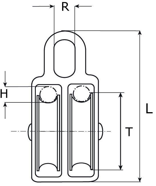 Katrol nylon wiel duplex 12x50 mm verzinkt - Afbeelding 2