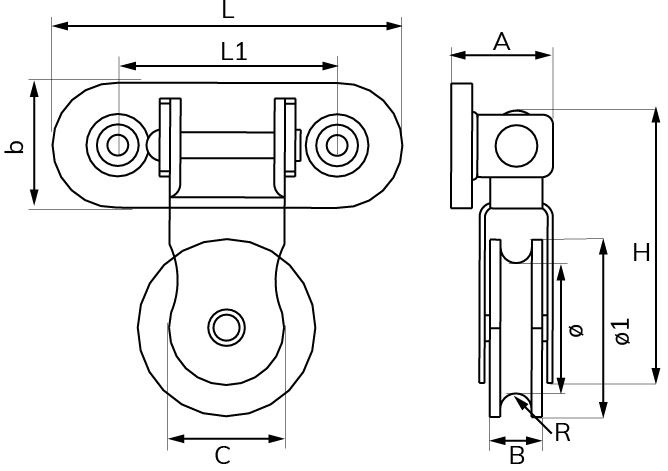 Scharnierkatrol 75 mm verzinkt - Afbeelding 2