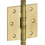 Kogellagerscharnier 89x89 rechte hoek bol messing antiek