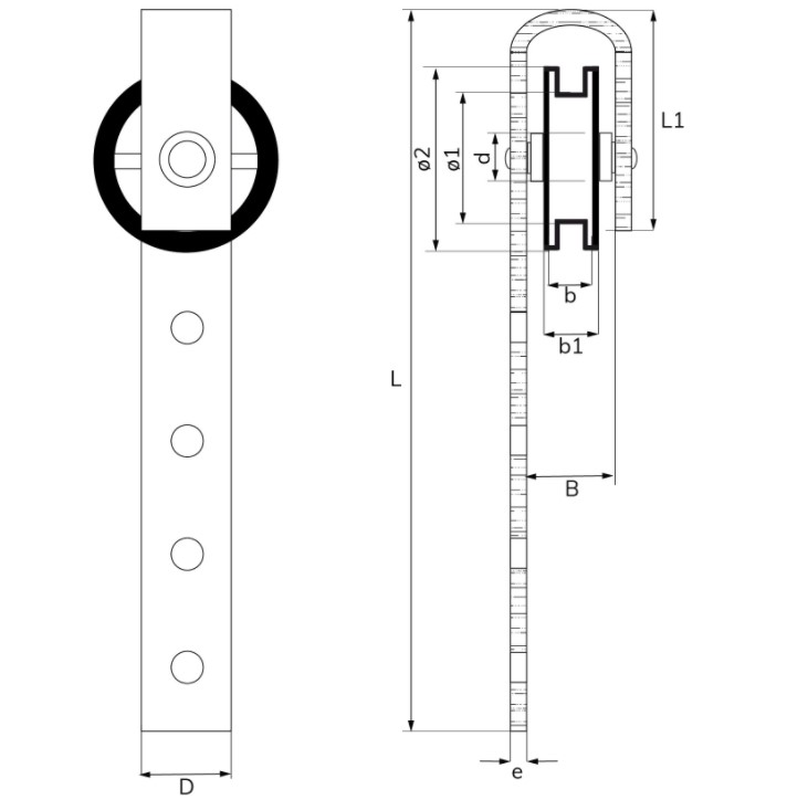 Hangrol 105 mm verzinkt - Afbeelding 2