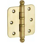 Kogellagerscharnier 76x76 ronde hoek bol messing ongelakt