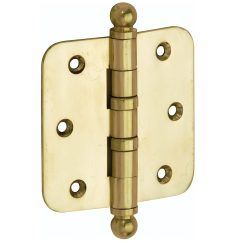 Kogellagerscharnier 76x76 ronde hoek bol messing ongelakt