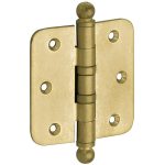 Kogellagerscharnier 89x89 ronde hoek bol messing antiek