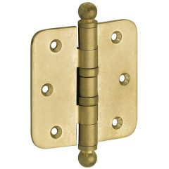 Kogellagerscharnier 89x89 ronde hoek bol messing antiek