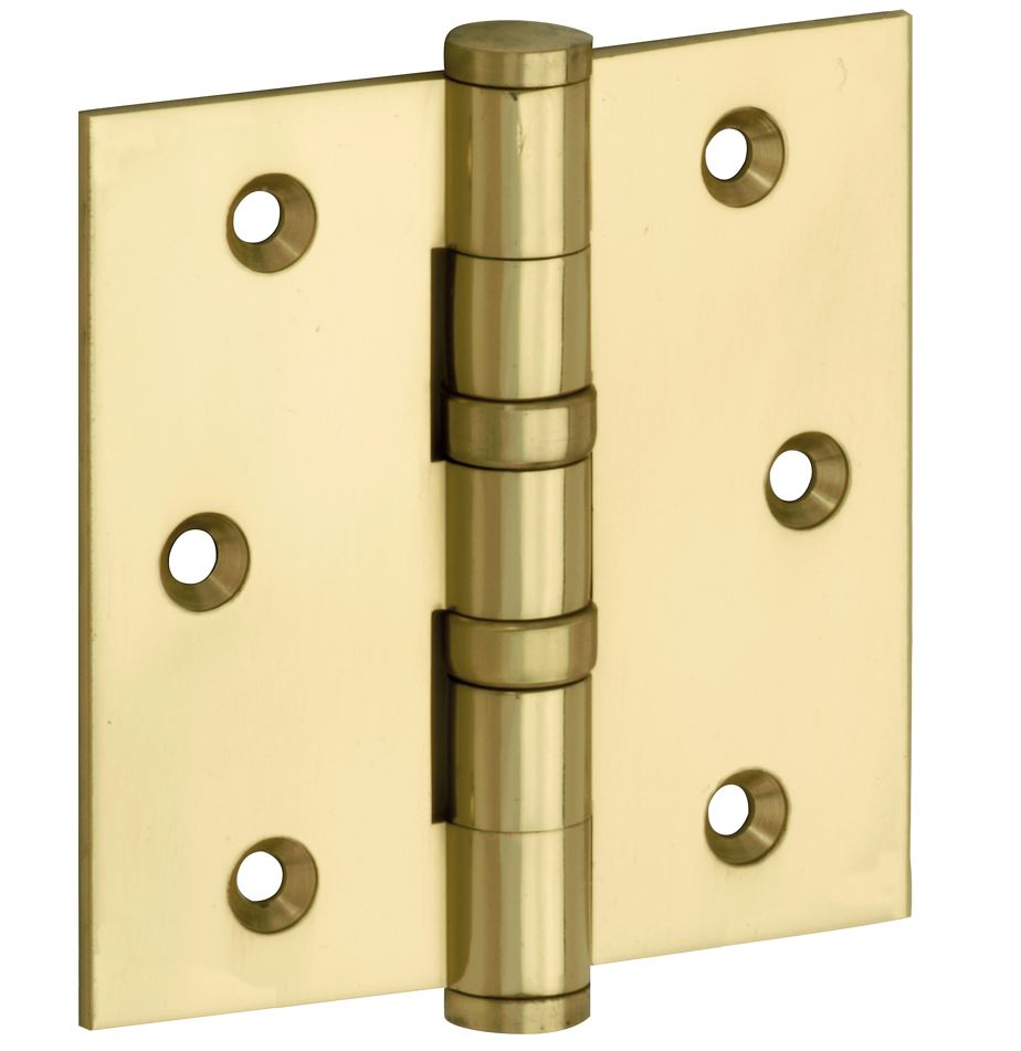 Kogellagerscharnier 76x76 rechte hoek vlak messing ongelakt