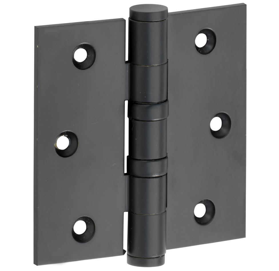 Kogellagerscharnier 76x76 rechte hoek vlak mat zwart