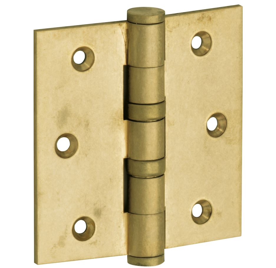 Kogellagerscharnier 76x76 rechte hoek vlak messing antiek