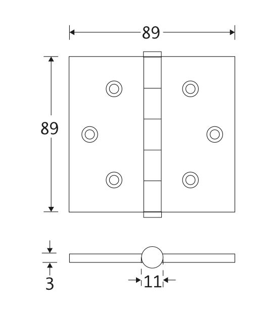 Kogellagerscharnier 89x89 rechte hoek vlak mat zwart - Afbeelding 2