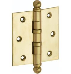 Kogellagerscharnier 89x89 rechte hoek bol messing gelakt